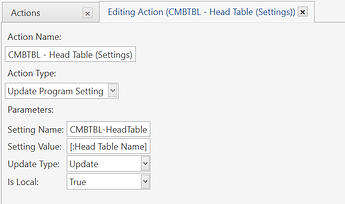 Action-CMBTBL - Head Table (Settings)