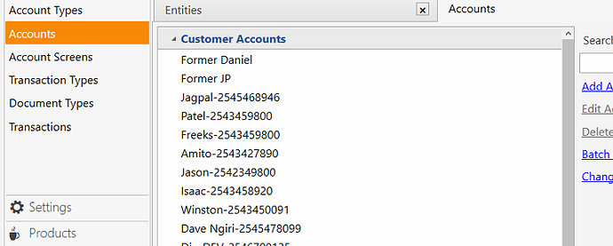 Customer screen