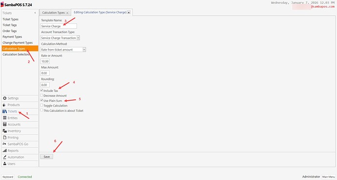 Service Charge Multiple Taxes