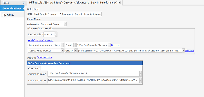 Rule SBD - Staff Benefit Discount - Ask Amount - Step 1