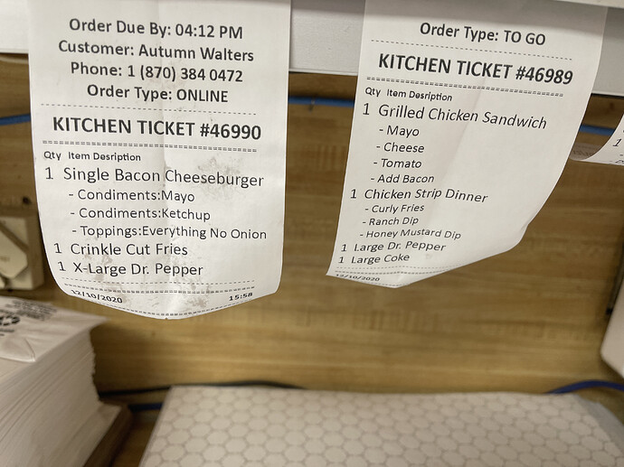 Gloria food online order instructions note for kitchen template V5