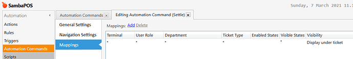 Automation Command - Settle - Mappings