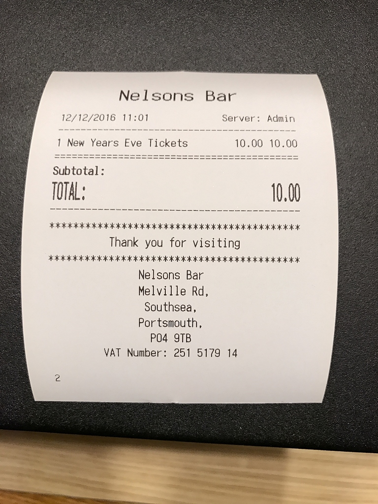 Customer receipt shows a number 2 at the bottom of
