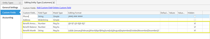 SBD Customer Custom Fields