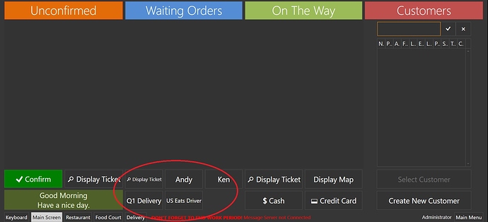 Select Deliverer in the Delivery Screen works