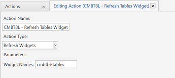 Action-CMBTBL - Refresh Tables Widget