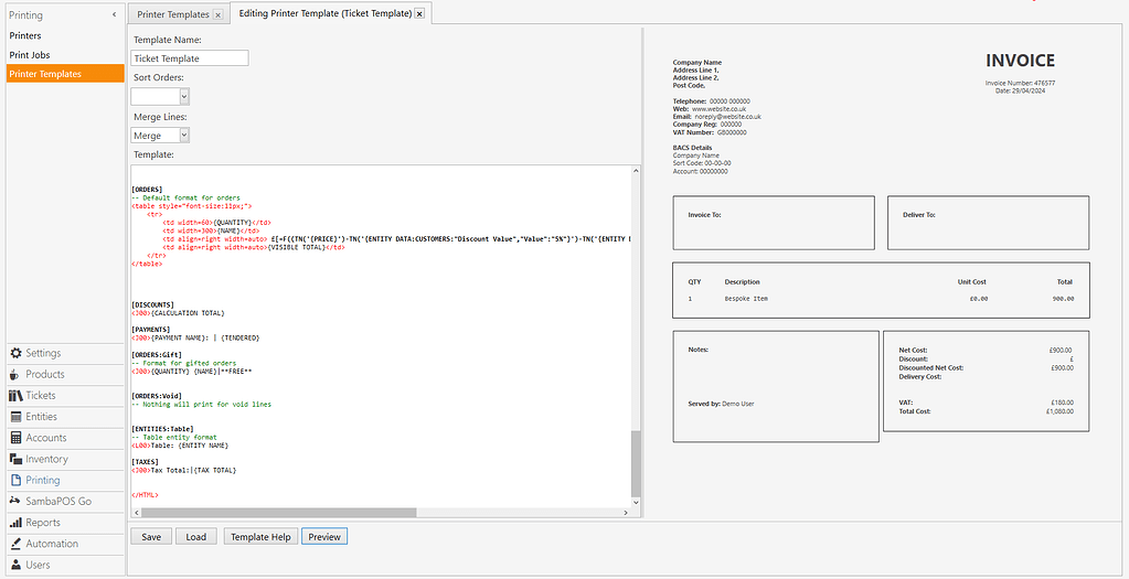 Recipt Html HTML A4 Print Receipt | Breaks when {ORDER TAGS} is implemented - V5 ...