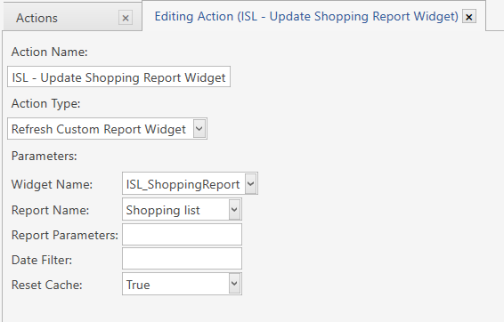 Action - ISL - Update Shopping Report Widget