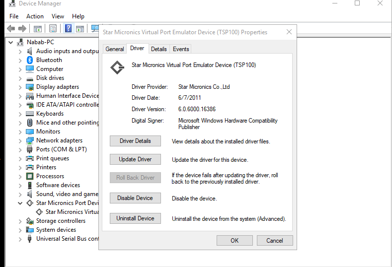 star tsp100 eco driver windows 10