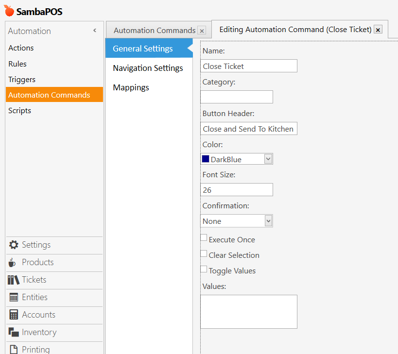 Automation Command - Close Ticket - General Setting
