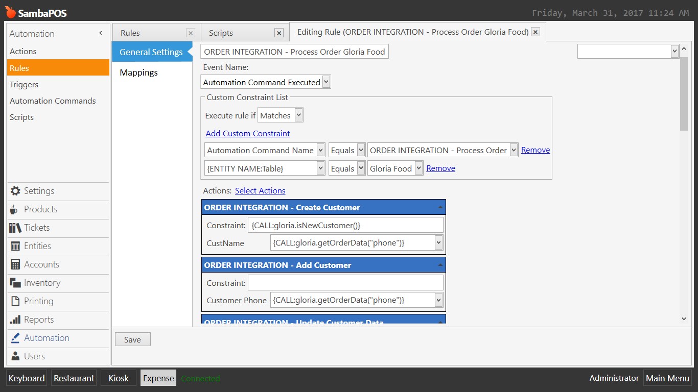 Gloria Food Integration Dumper Version (manually load order) V5